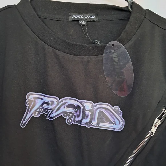 Dolls Kill Poster girl PAID cyber babe asymmetrical crop top NWT - Picture 2 of 6